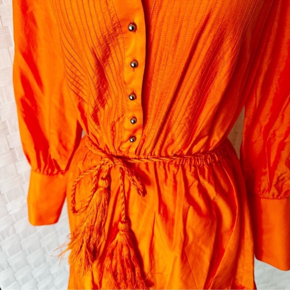 Robert Rodriguez Orange Silk Ling Sleeve Dress With Belt Size 2 NWT - Picture 8 of 13